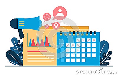 Calendar Digital Marketing Commerce Mobile Web Analysis Design Illustration Vector Illustration