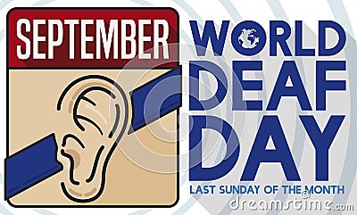 Calendar with Ear and Deafness Symbol for World Deaf Day, Vector Illustration Vector Illustration