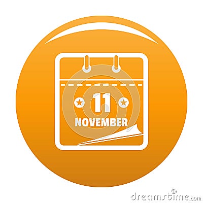 Calendar eleventh november icon vector orange Vector Illustration