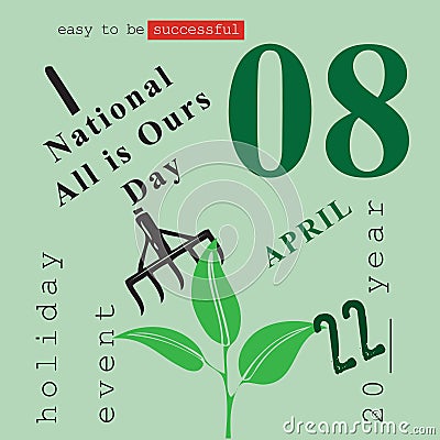 Calendar event All is Ours Day Vector Illustration