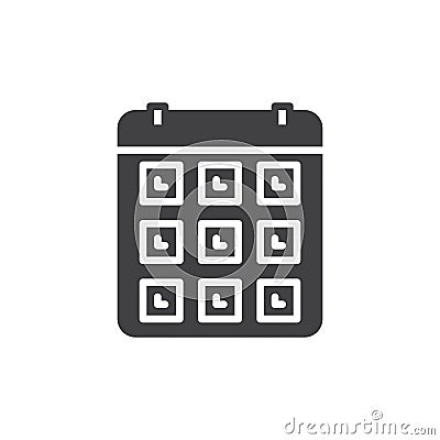 Calendar, event icon vector, filled flat sign, solid pictogram isolated on white. Vector Illustration