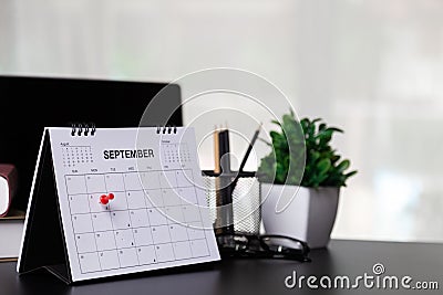 Calendar Event Planner is busy.calendar,clock to set timetable organize schedule, planning for business meeting or travel planning Stock Photo