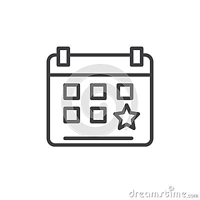 Calendar event reminder line icon, outline vector sign, linear style pictogram isolated on white. Vector Illustration