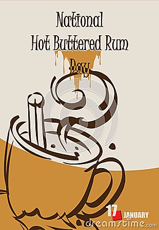 National Hot Buttered Rum Day Vector Illustration