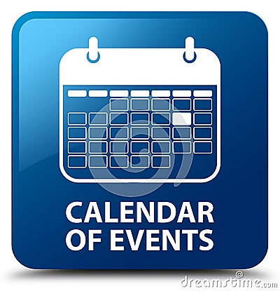 Calendar of events blue square button Cartoon Illustration