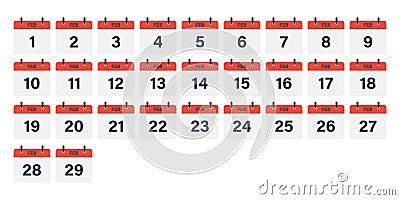 Calendar february month icon set. Stock Photo