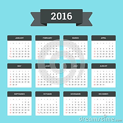 Calendar 2016 Vector Illustration