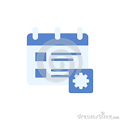 Calendar gear icon. Simple color vector elements of almanac icons for ui and ux, website or mobile application Stock Photo
