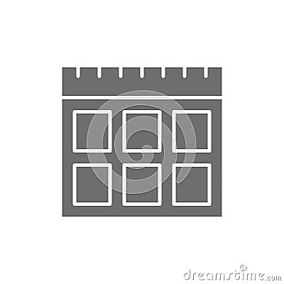 Calendar grey icon. Isolated on white background Vector Illustration