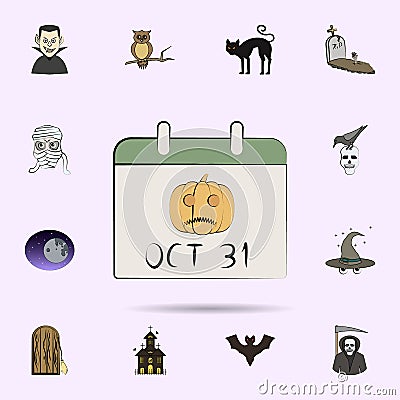 calendar Halloween colored icon. Halloween icons universal set for web and mobile Stock Photo