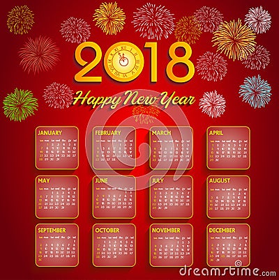 Calendar 2018 happy new year Vector Illustration Vector Illustration