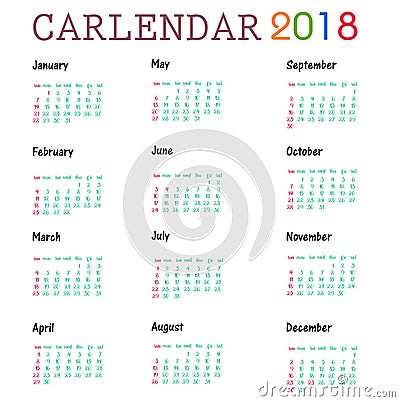 Calendar 2018 happy new year Vector Illustration Vector Illustration