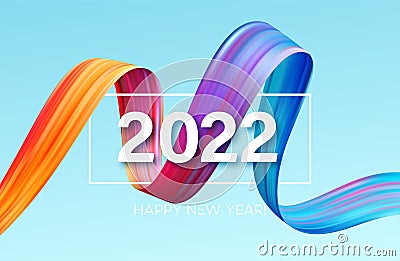 Calendar header 2022 number on colorful abstract color paint brush strokes background. Happy 2022 new year colorful Vector Illustration