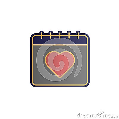 Calendar, heart color gradient vector icon Stock Photo