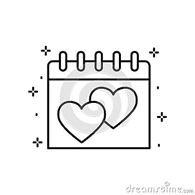 Calendar, heart icon. Simple line, outline vector of love icons for ui and ux, website or mobile application Stock Photo