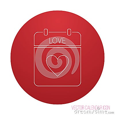 Calendar heart love icon thin line Cartoon Illustration