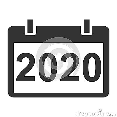 Calendar icon, 2020 date event symbol isolated on white background. Vector web button Vector Illustration