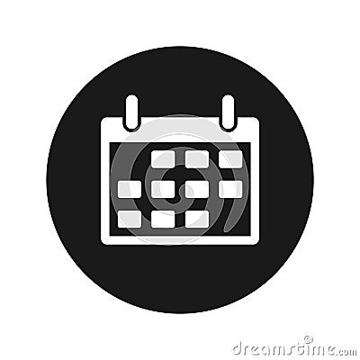 Calendar icon flat black round button vector illustration Vector Illustration