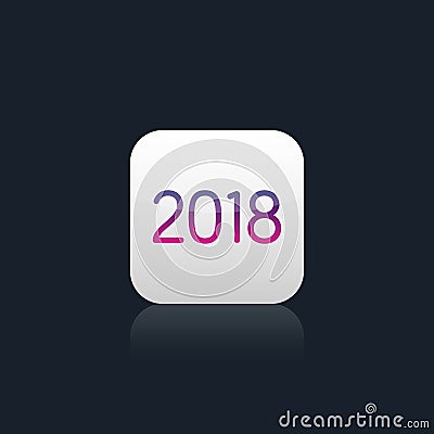 Calendar icon 2018 flat design with long shadow Vector Illustration