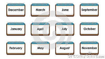 Calendar icon with the name of months Vector Illustration