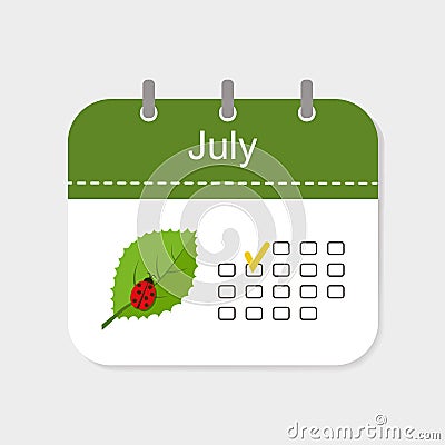 Calendar icon with pattern. July. Icons concept Vector Illustration