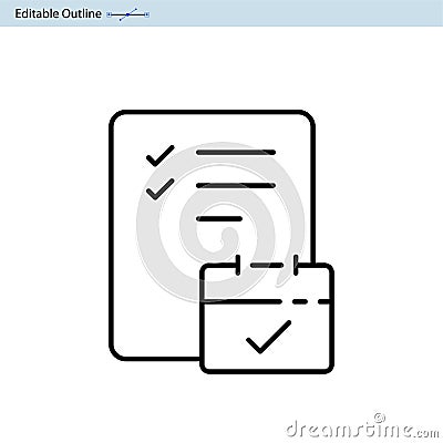 Calendar icon, Schedule icon, Business document, Planning icon, Appointment, Organiser, Project Agenda, Date and Time, Progress re Vector Illustration