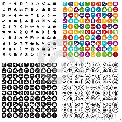 100 calendar icons set vector variant Vector Illustration