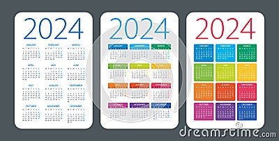 Calendar 2024 - illustration. Week starts on Monday Vector Illustration