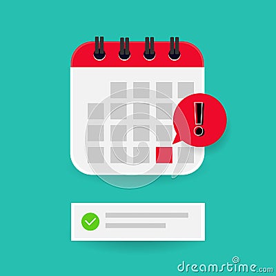 Calendar with important deadline date design vector isolated Stock Photo