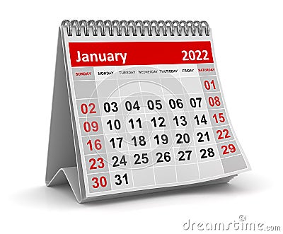 Calendar - January 2022 Stock Photo