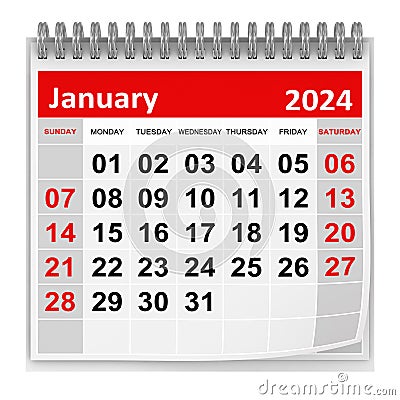 Calendar - January 2024 Stock Photo
