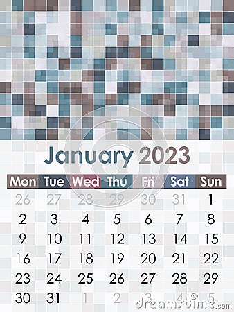 Calendar January 2023 Vector Illustration