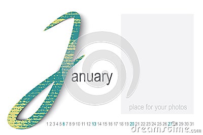 Calendar january your photo Vector Illustration