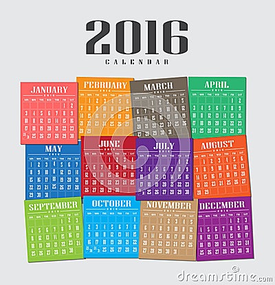 Calendar 2016 Vector Illustration