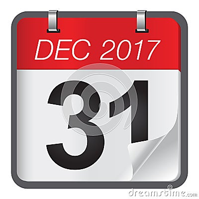 Calendar of last day on month of december. Vector Illustration