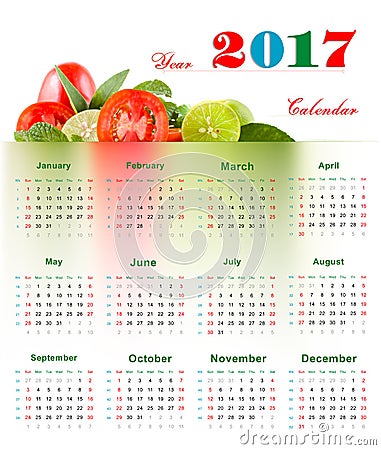 Calendar 2017 Stock Photo