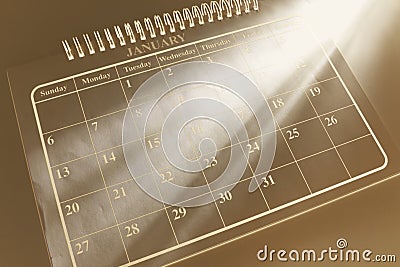 Calendar with Light Streaks Stock Photo