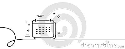 Calendar line icon. Annual planner sign. Continuous line with curl. Vector Vector Illustration