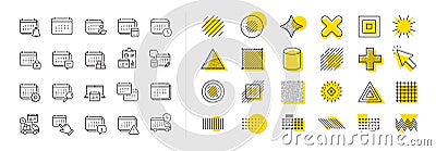 Calendar line icons. Schedule appointment, Event date, Time planner icons. Design elements. Vector Stock Photo