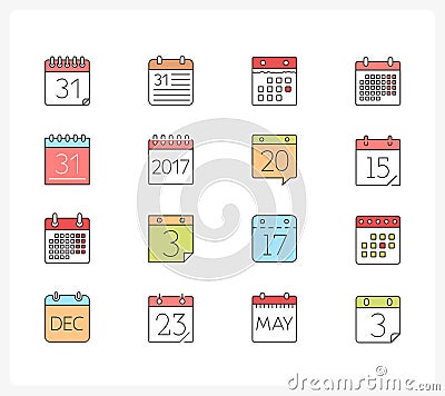 Calendar Line Icons Vector Illustration