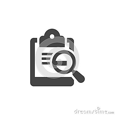 Calendar with Magnifier Black Flat Icon. Search by Page of Events, Appointments, Dates. Time Management Label Series Vector Illustration