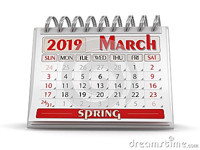 Calendar - March 2019 Stock Photo
