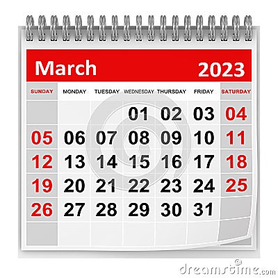 Calendar - March 2023 Stock Photo