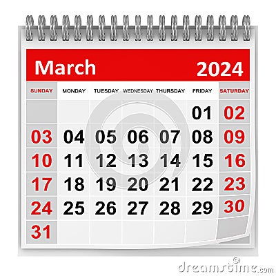 Calendar - March 2024 Stock Photo