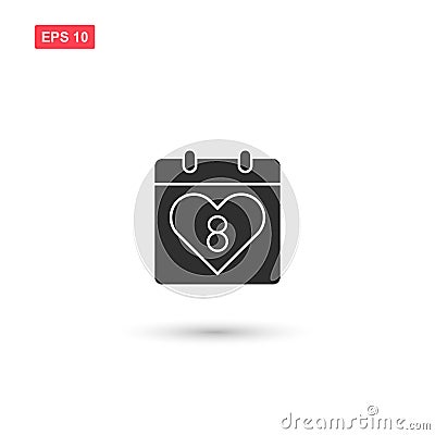 Calendar 8 march date icon vector isolated 4 Vector Illustration