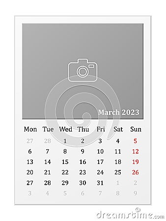Calendar March 2023 Vector Illustration