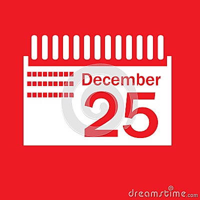 calendar marked on christmas day. Vector illustration decorative background design Cartoon Illustration