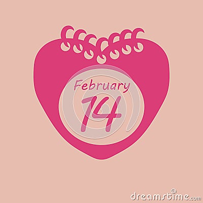 calendar marked on valentine's day. Vector illustration decorative background design Cartoon Illustration