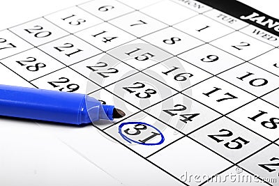 Calendar and a marker Stock Photo