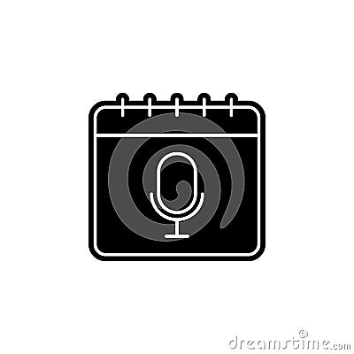 Calendar, microphone icon. Simple glyph, flat vector of calendar icons for ui and ux, website or mobile application Stock Photo